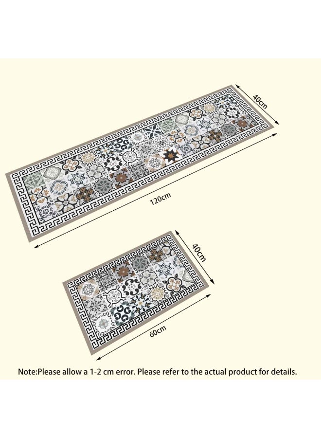 أديلي سجاد مطبخ من طين الدياتوم بسمك 3.5 مم، مجموعة 2 قطعة، سجادة ماصة ومريحة ومضادة للانزلاق، سجاد أرضية سريع الجفاف للمطبخ والحمام والغسيل، 40×60 سم + 40×120 سم - Image 2